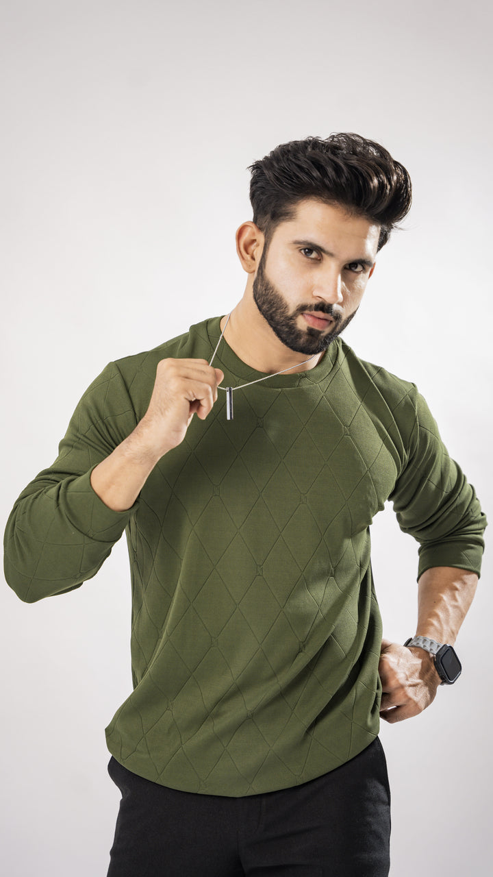 Men's Moss Green Full Sleeve Organic Cotton T-Shirt