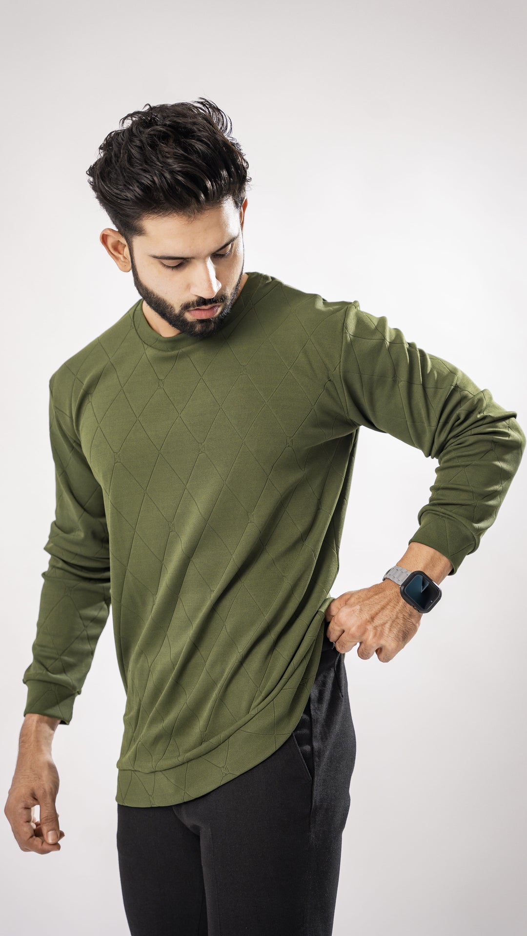 Moss Green Full Sleeve Organic Cotton T-Shirt for men, photo 7