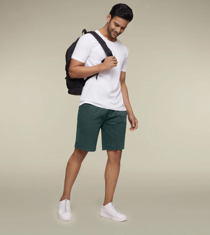 Mountain Green Cotton Swim Shorts by ROYALTAIL
