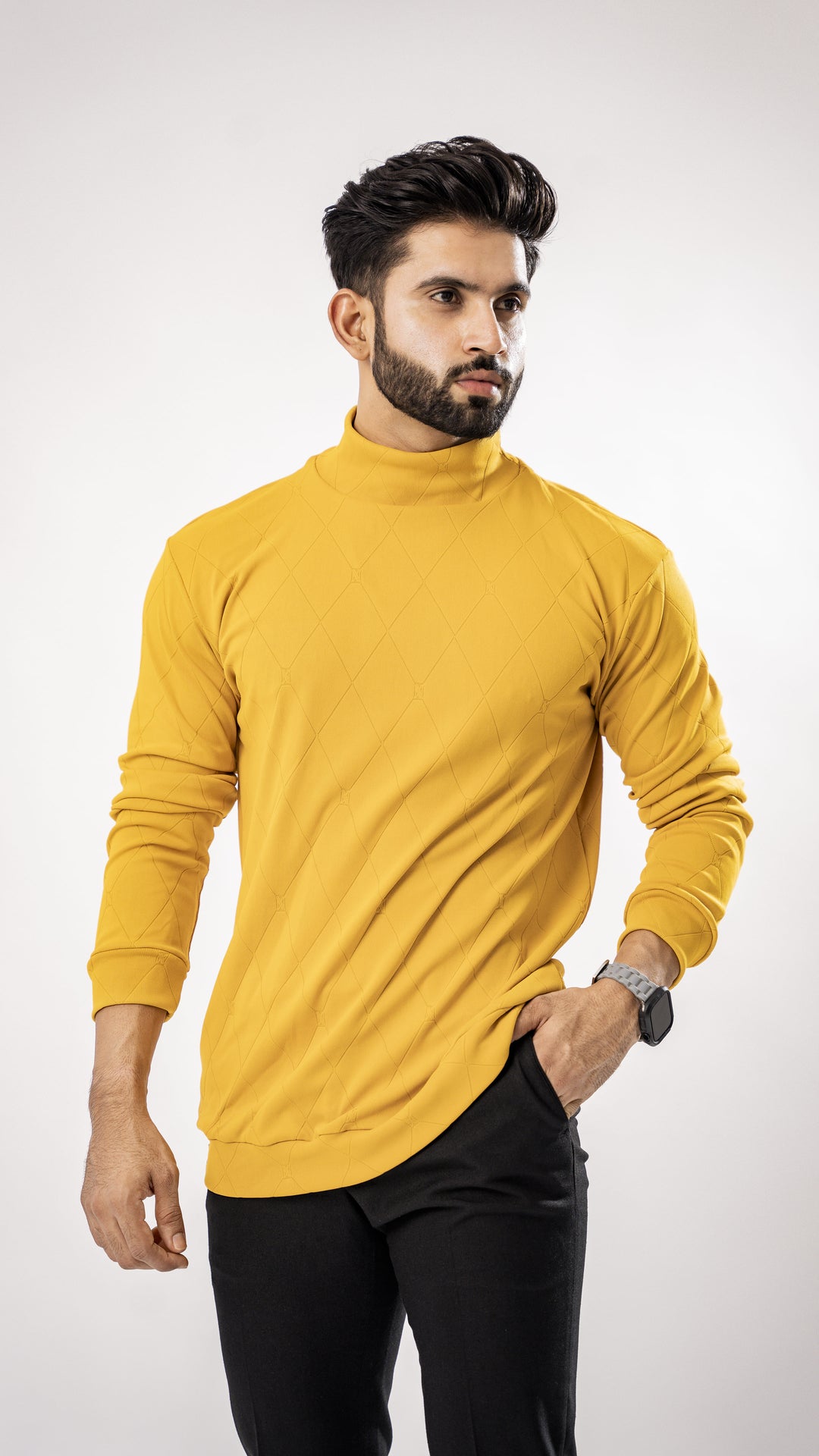 Mustard Yellow High Neck T-Shirt for men – ROYALTAIL