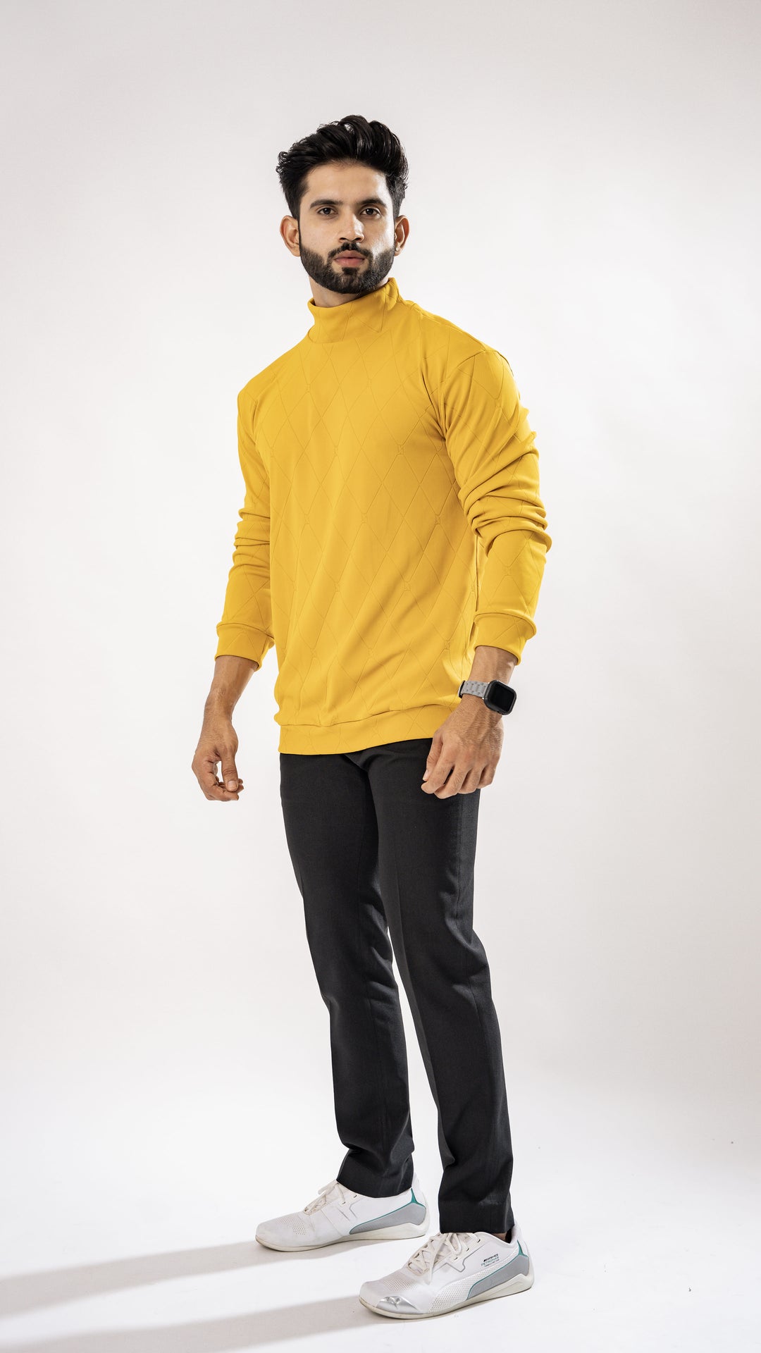 Mustard Yellow High Neck T-Shirt for men, photo 5