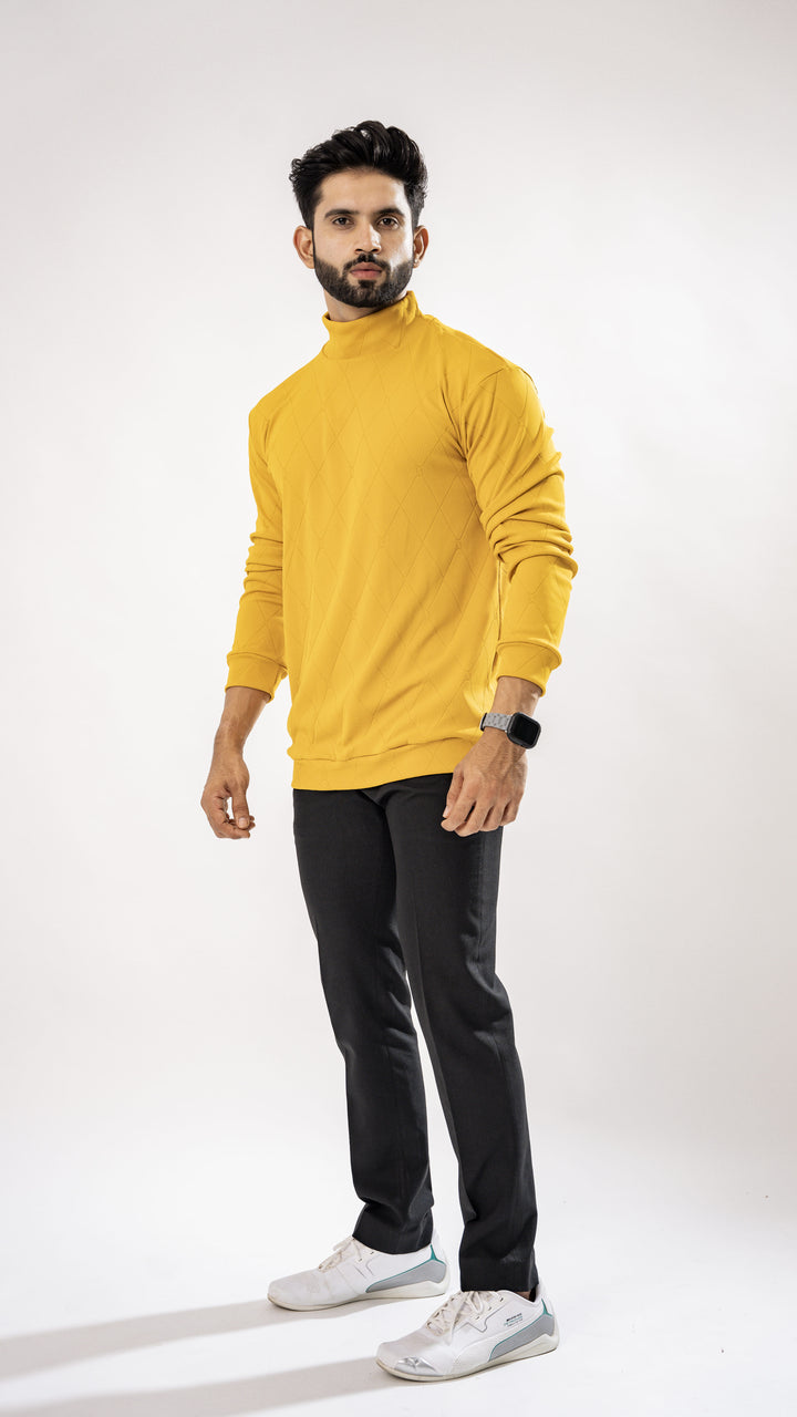 Mustard Yellow High Neck T-Shirt for men, photo 5