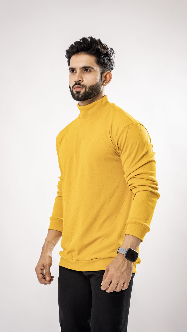 Mustard Yellow High Neck T-Shirt for men, photo 6