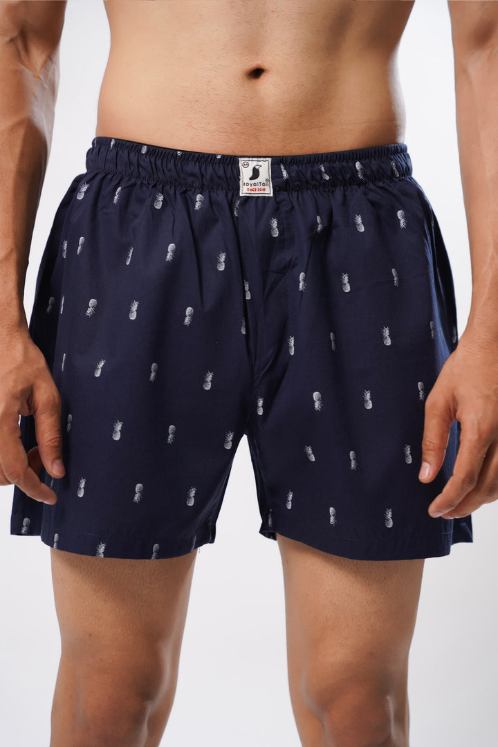 Navy Blue Coconut Print Boxer Shorts for men – ROYALTAIL