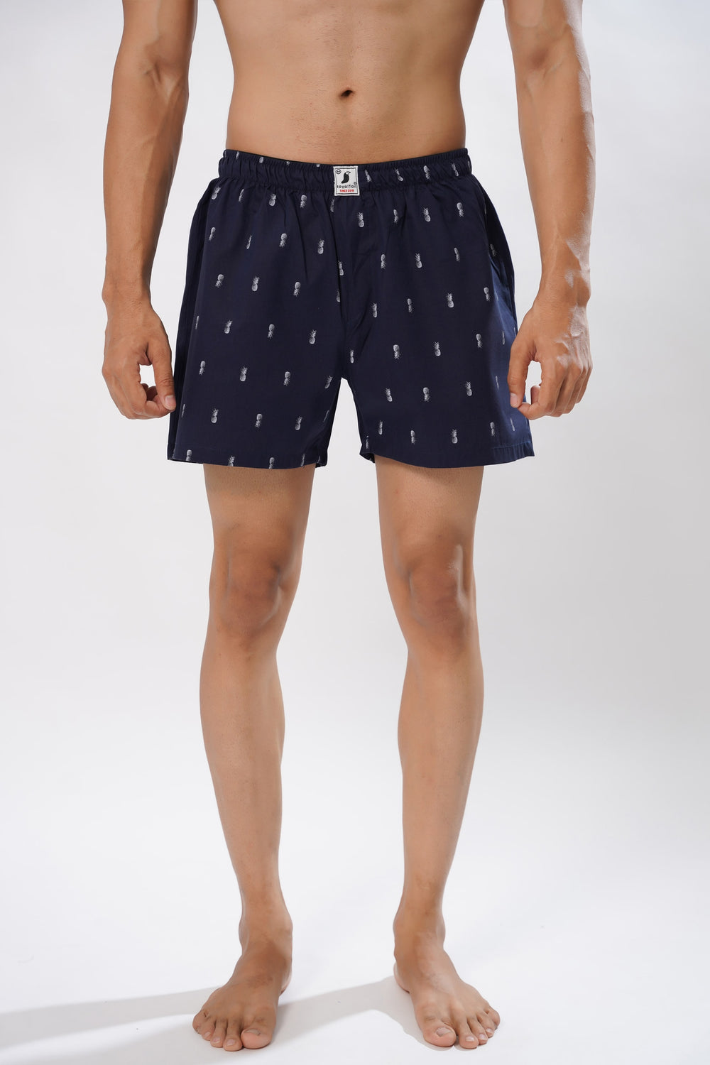 Men's Navy Blue Coconut Print Boxer Shorts