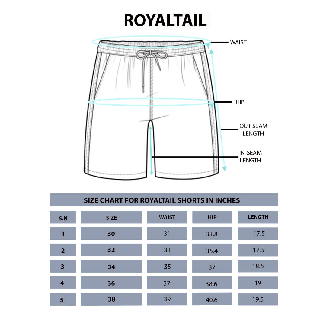 Size chart for Navy Blue Cotton Shorts