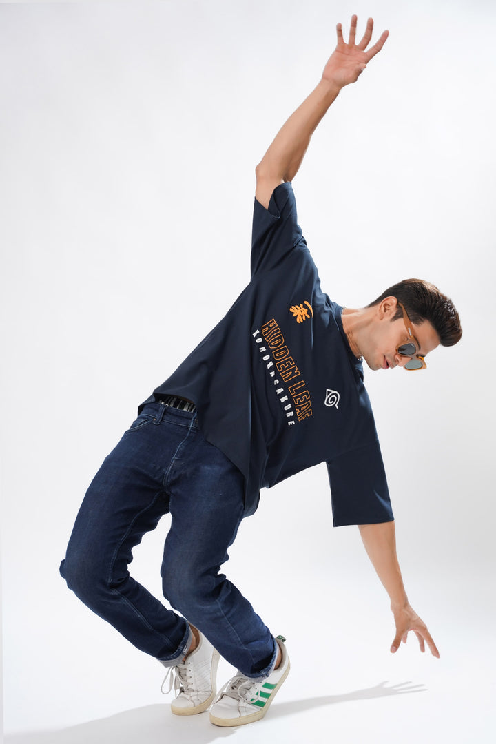 Men's Navy Oversized Graphic T-Shirt