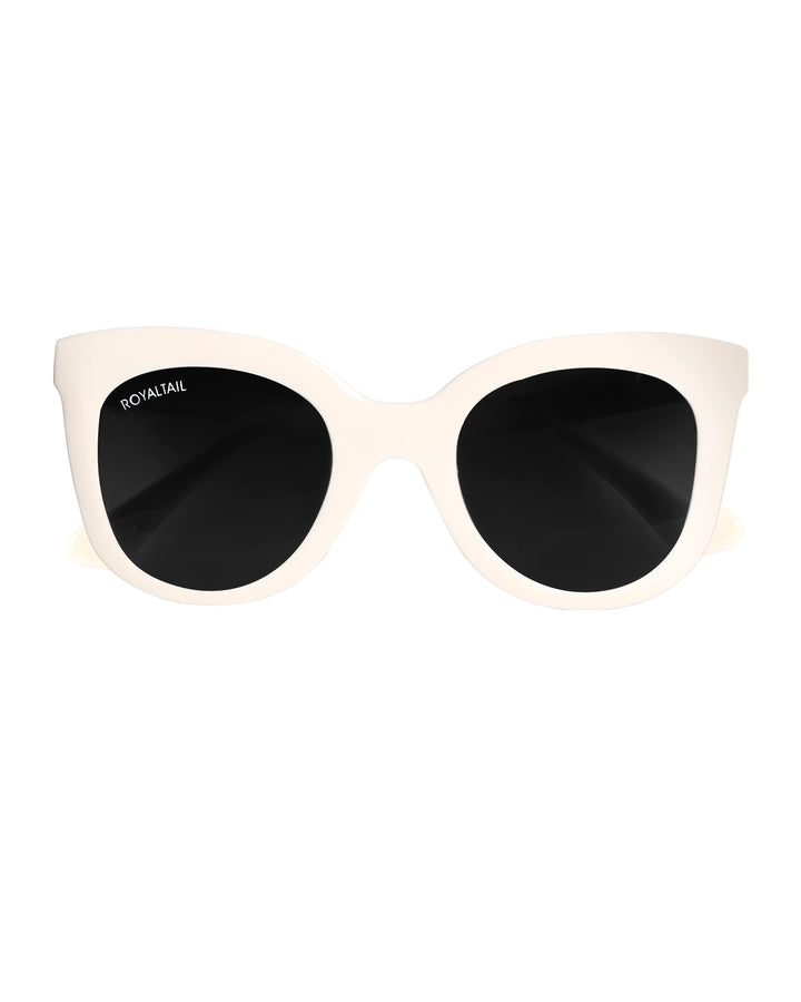 ROYALTAIL off-white squared oval sunglasses, black lens