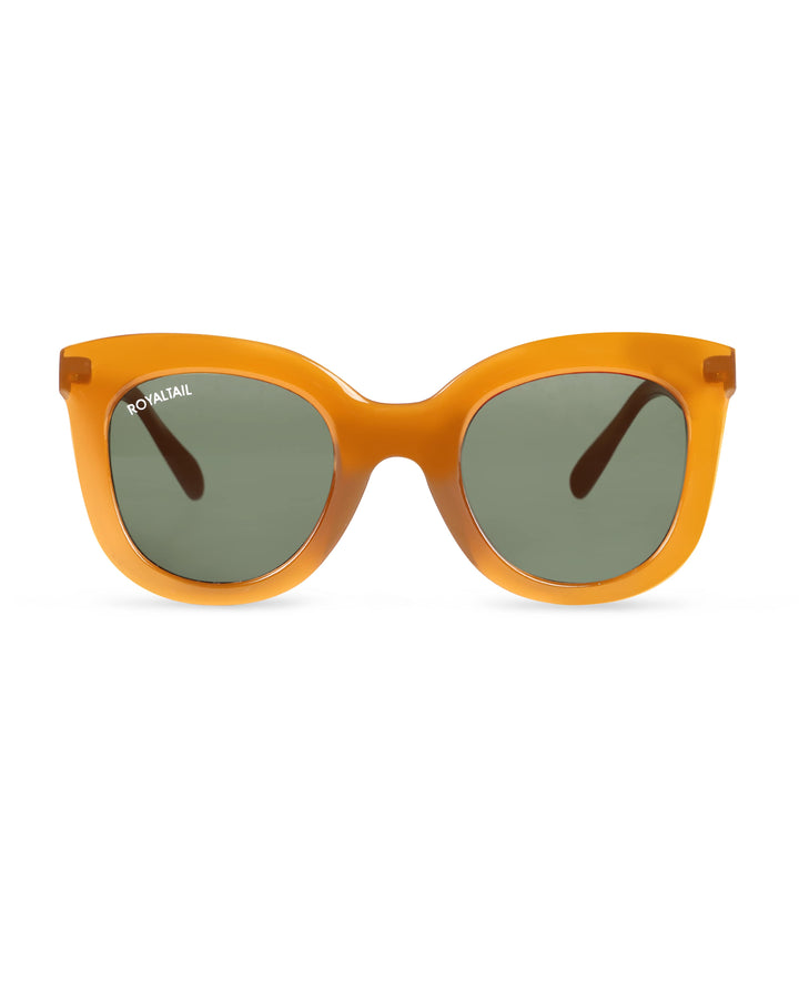 Orange squared oval sunglasses with light green lenses – ROYALTAIL