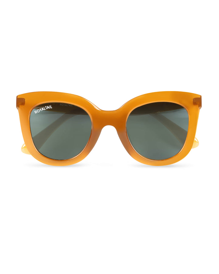 ROYALTAIL orange squared oval sunglasses, light green lens