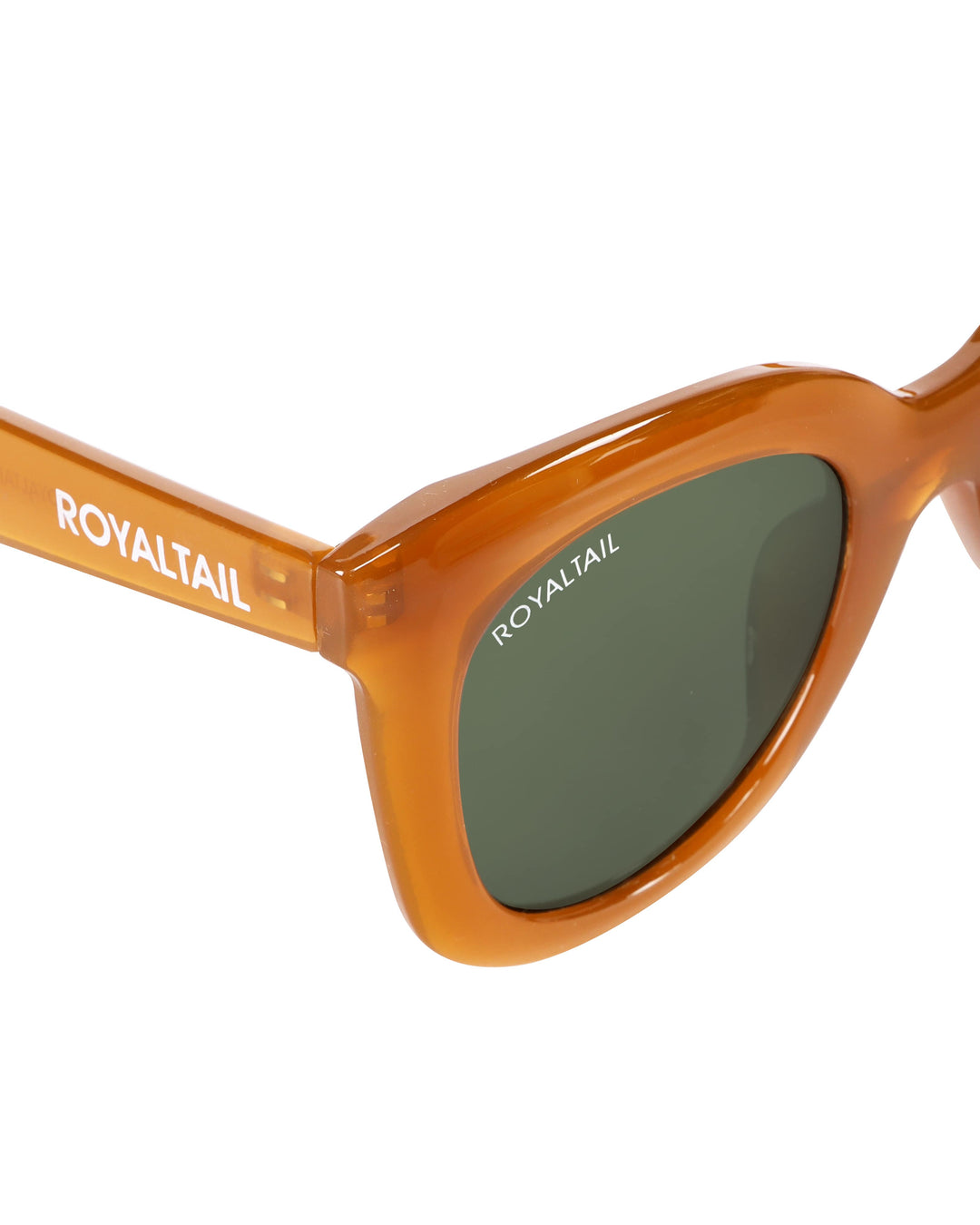 Orange squared oval sunglasses with light green lenses, photo 4