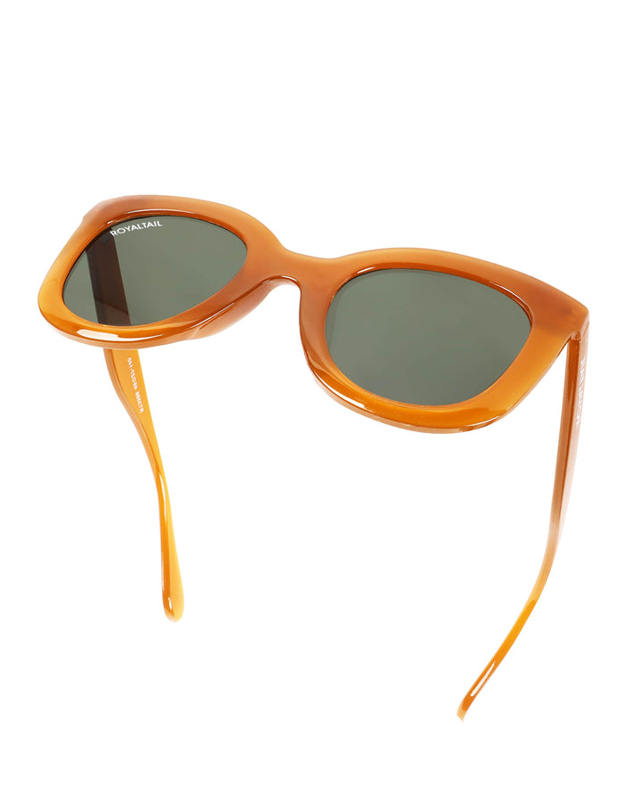 Orange squared oval sunglasses with light green lenses, photo 6