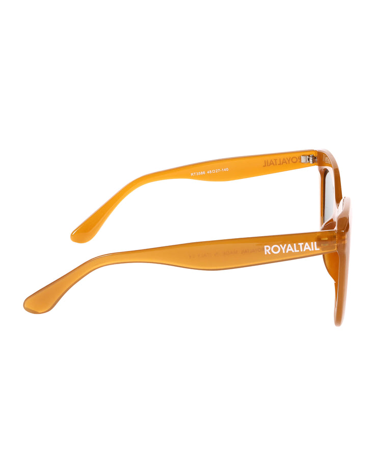 Orange squared oval sunglasses with light green lenses, photo 7
