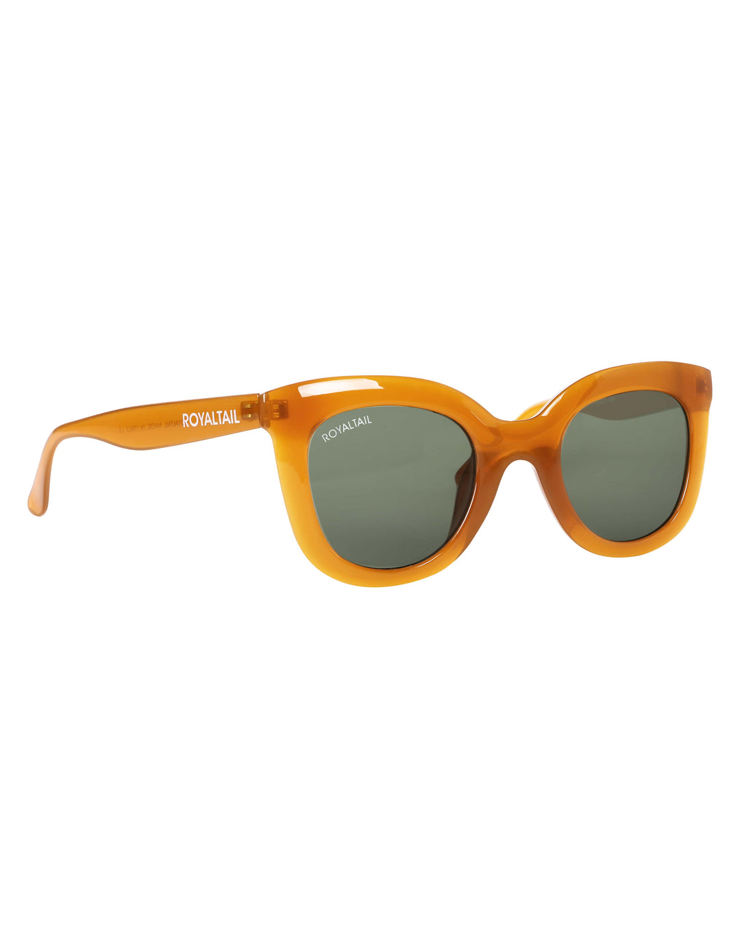 Orange squared oval sunglasses with light green lenses, photo 8
