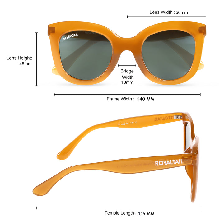 Orange squared oval sunglasses with light green lenses, photo 9