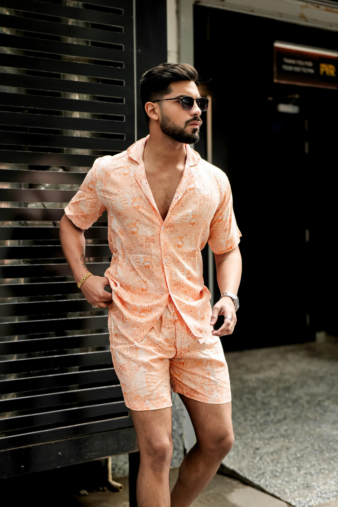 Orange Tiger Print Rayon Co-ord Set for men – ROYALTAIL