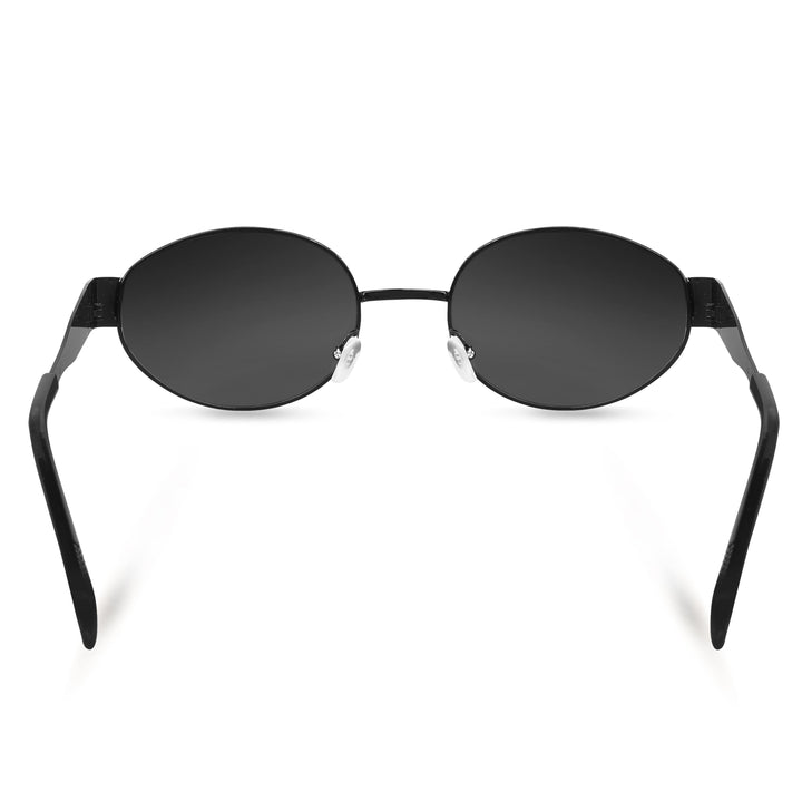 Oval Shape Sunglasses for Men & Women | Black Frame & Black Glass