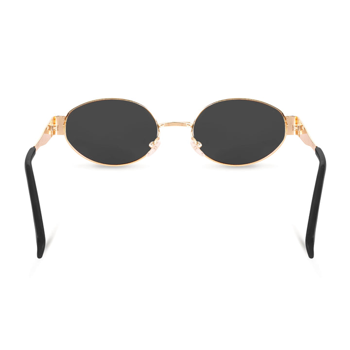 Oval Shape Sunglasses for Men & Women | Golden Frame & Black Glass