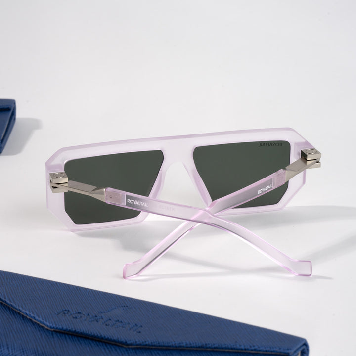 Purple rectangle sunglasses with black lenses, photo 4