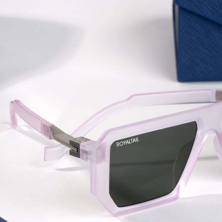 Purple rectangle sunglasses with black lenses, photo 5