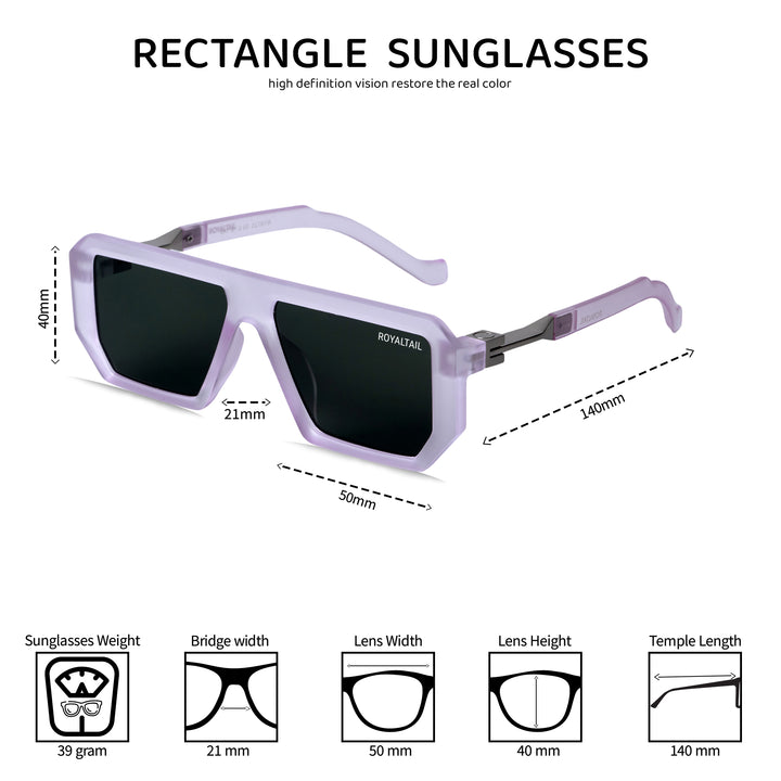 Purple rectangle sunglasses with black lenses, photo 6