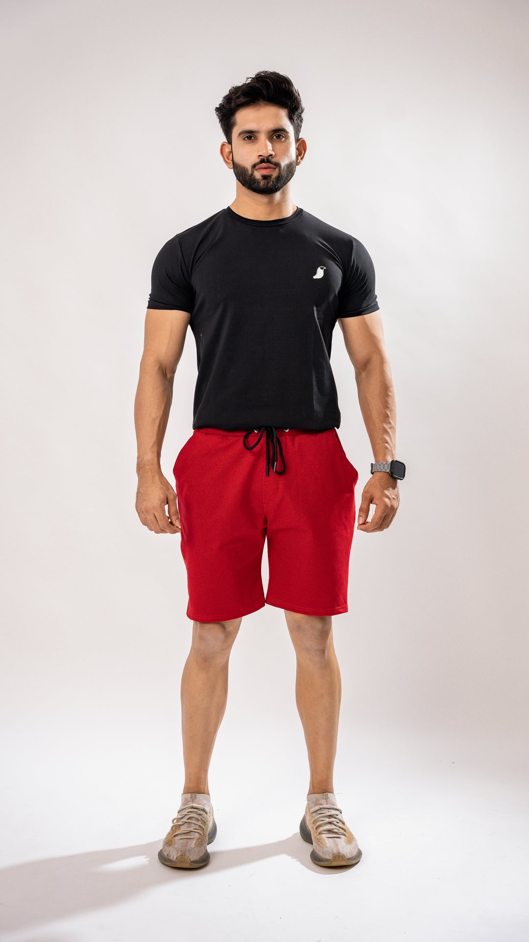 Men's Red Print Cotton Shorts
