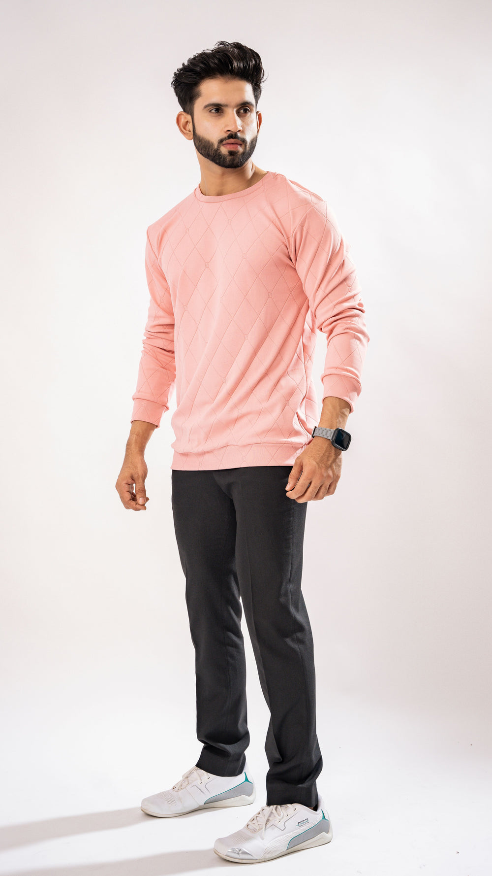 Men's Rose Pink Full Sleeve Cotton T-Shirt