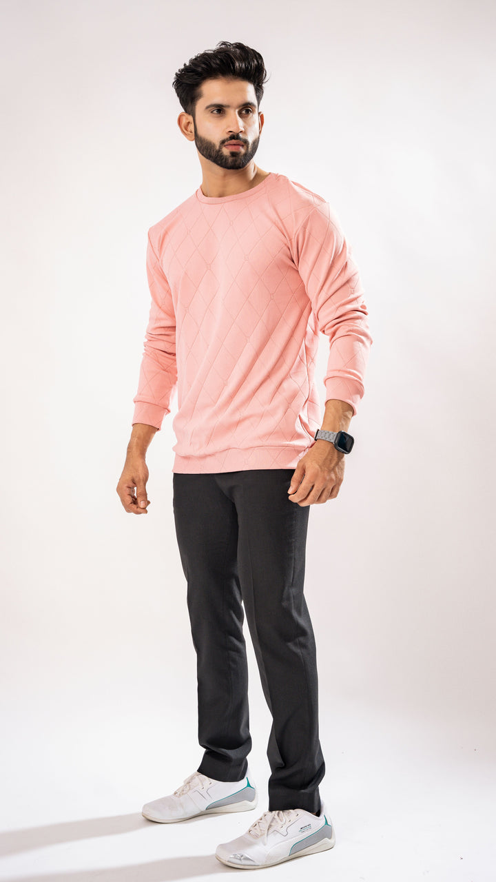 Men's Rose Pink Full Sleeve Cotton T-Shirt