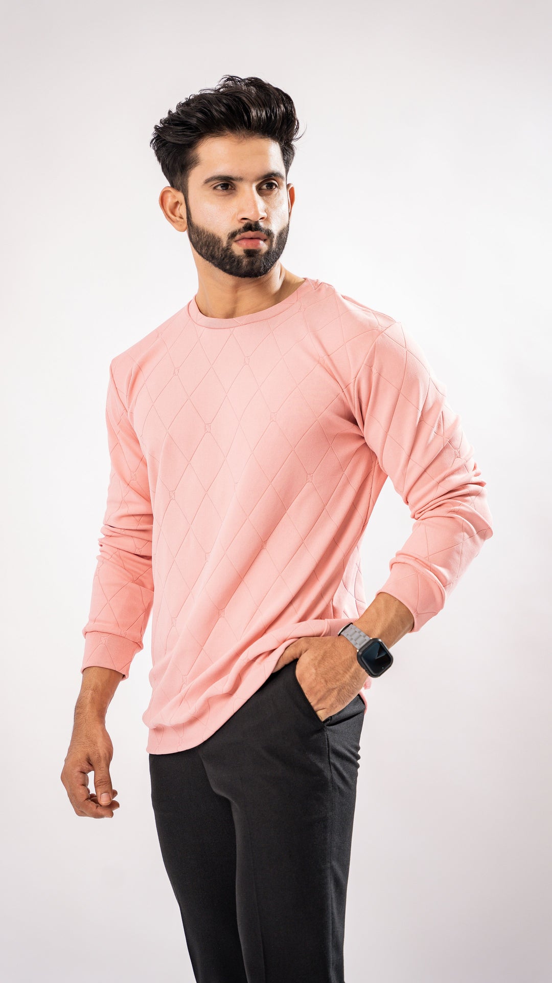 Rose Pink Full Sleeve Cotton T-Shirt for men, photo 4