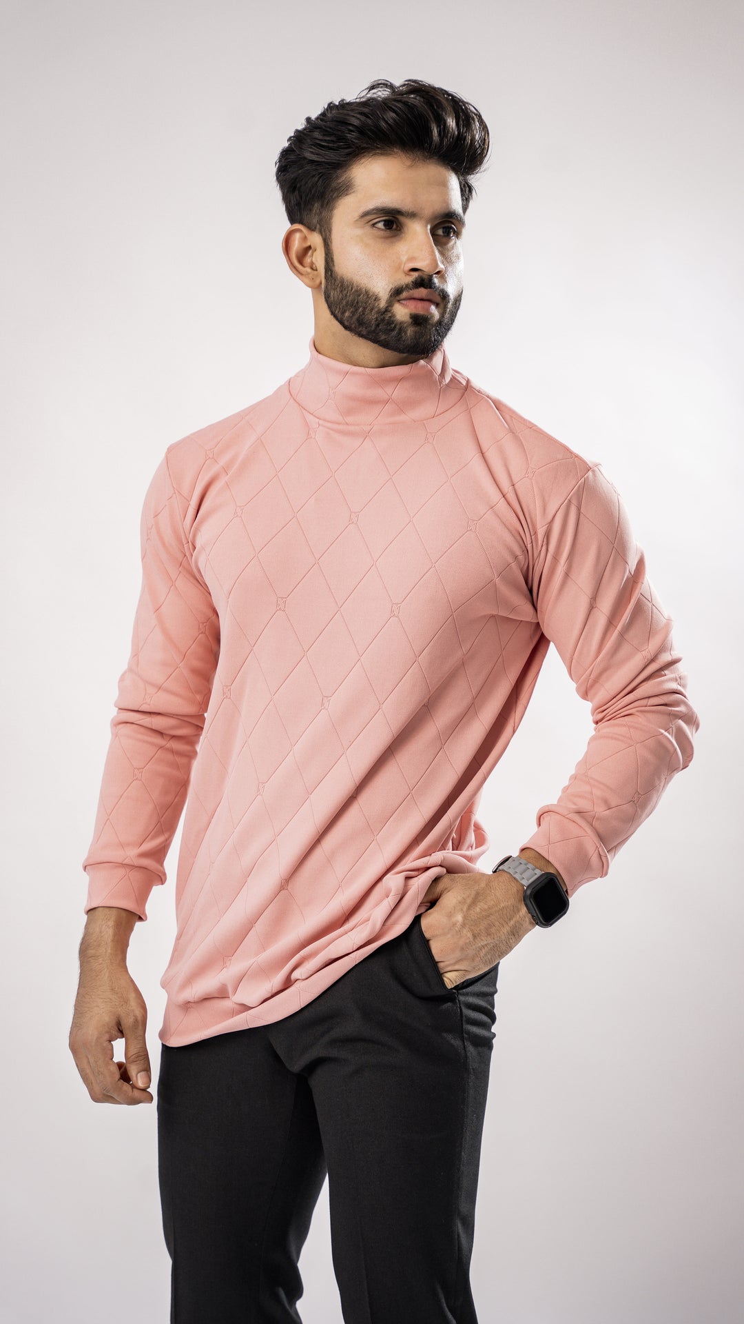 Rose Pink High Neck T-Shirt for men – ROYALTAIL