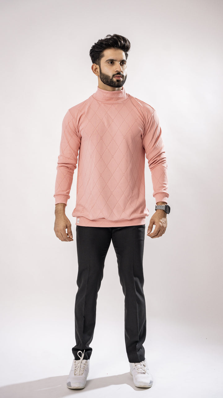 Men's Rose Pink High Neck T-Shirt