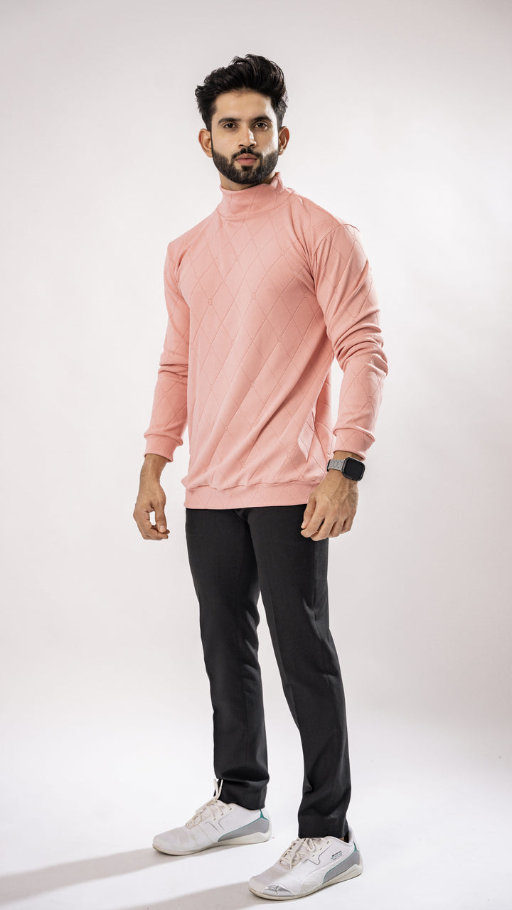 Rose Pink High Neck T-Shirt for men, photo 4