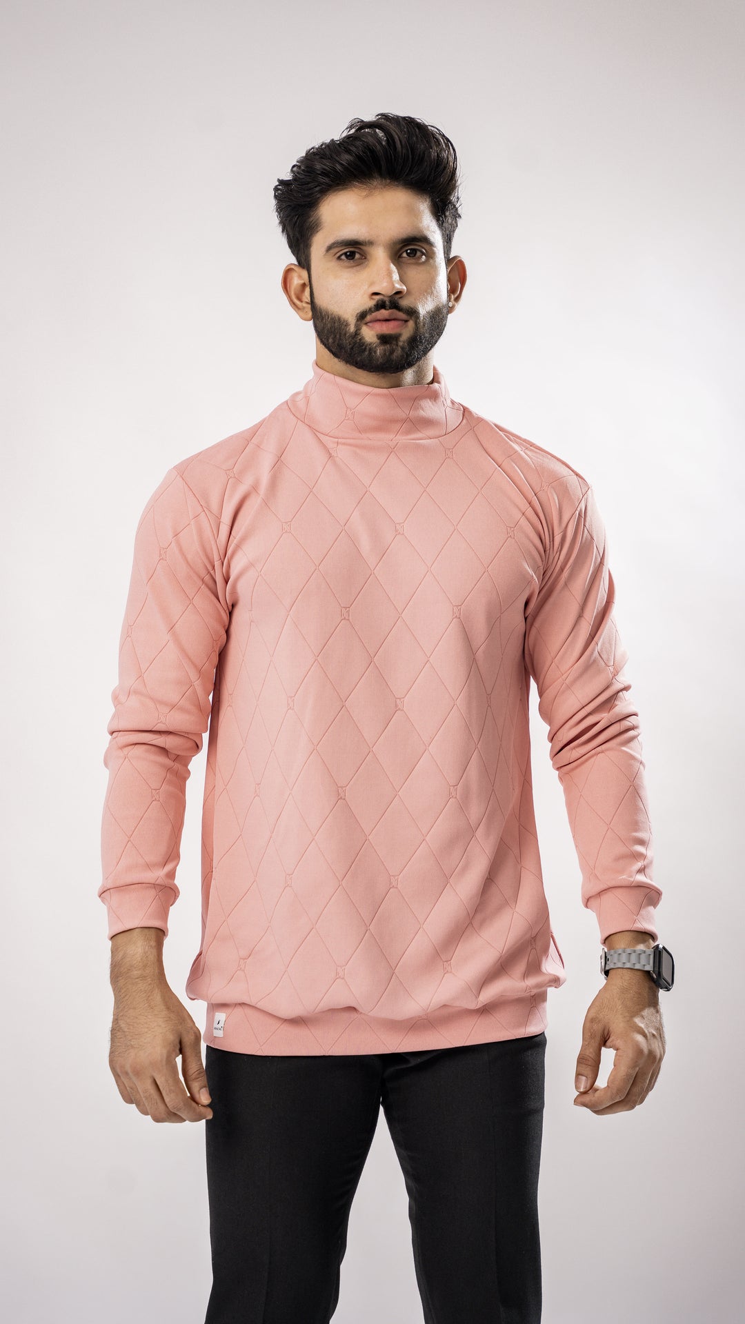 Rose Pink High Neck T-Shirt for men, photo 5