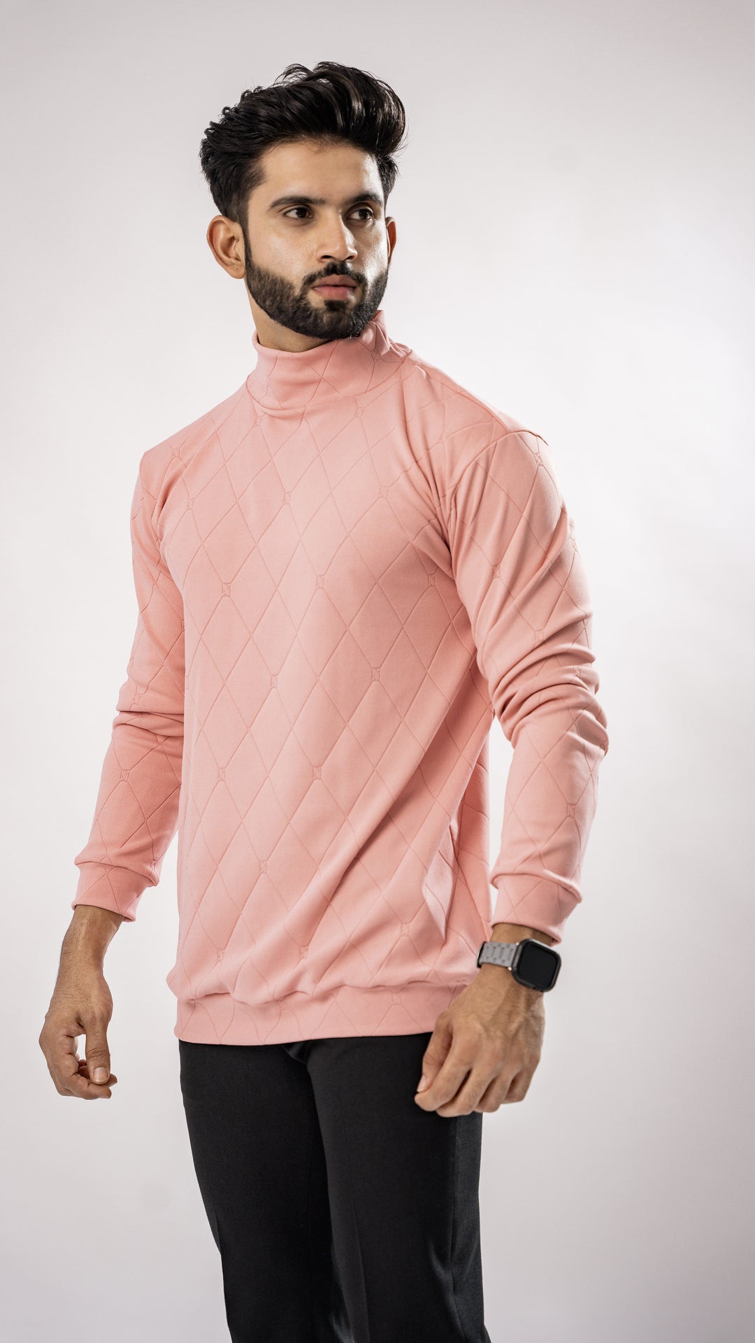 Rose Pink High Neck T-Shirt for men, photo 6