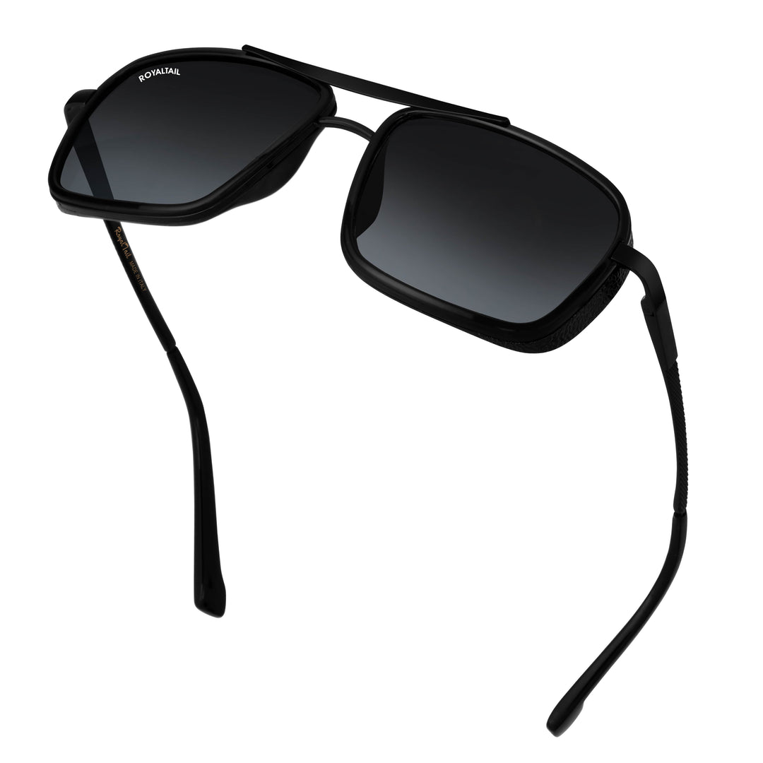 Black Mebel Glass Square Nirvana Sunglasses for Men and Women