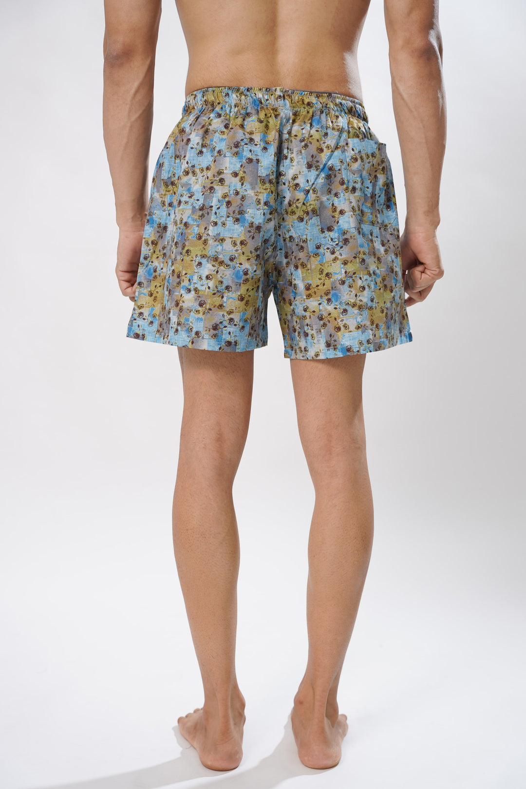 Yellow And Blue Flower All Over Printed Men's Boxers