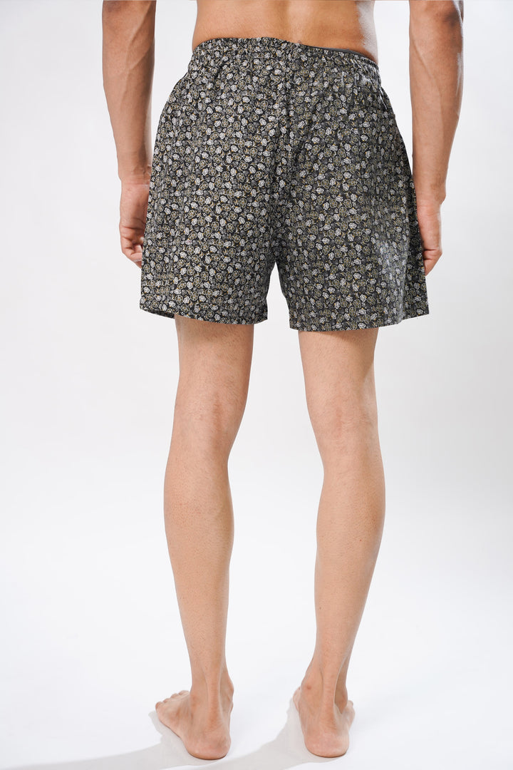 Grey Mini Flower All Over Printed Men's Boxers