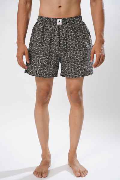 GREY MINI FLOWER ALL OVER PRINTED MENS BOXERS