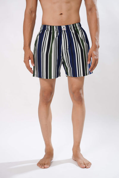 BLUE AND GREEN LINE ALL OVER PRINTED MENS BOXERS