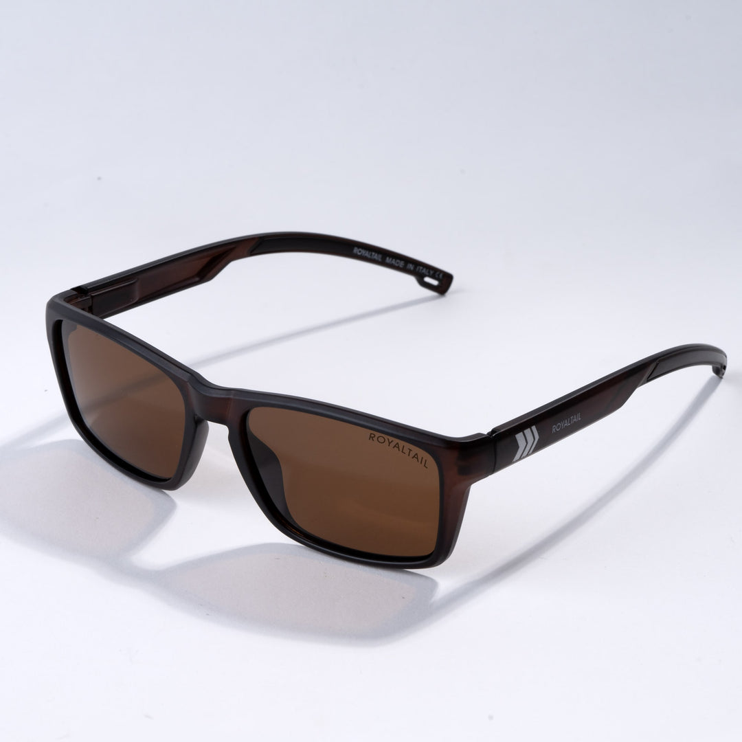 Brown Full Rim Rectangle Square Polarized Sunglasses