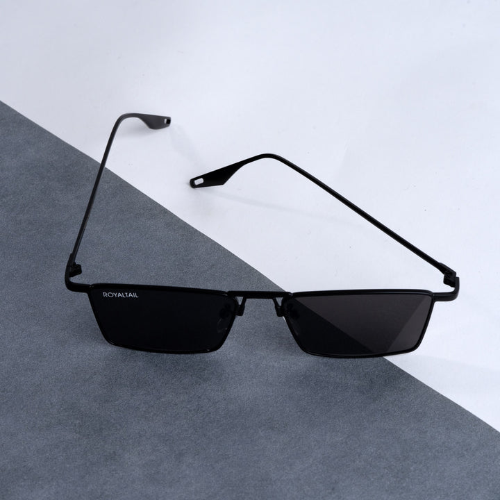 Blitz Black Rectangle Sunglasses For Men & Women