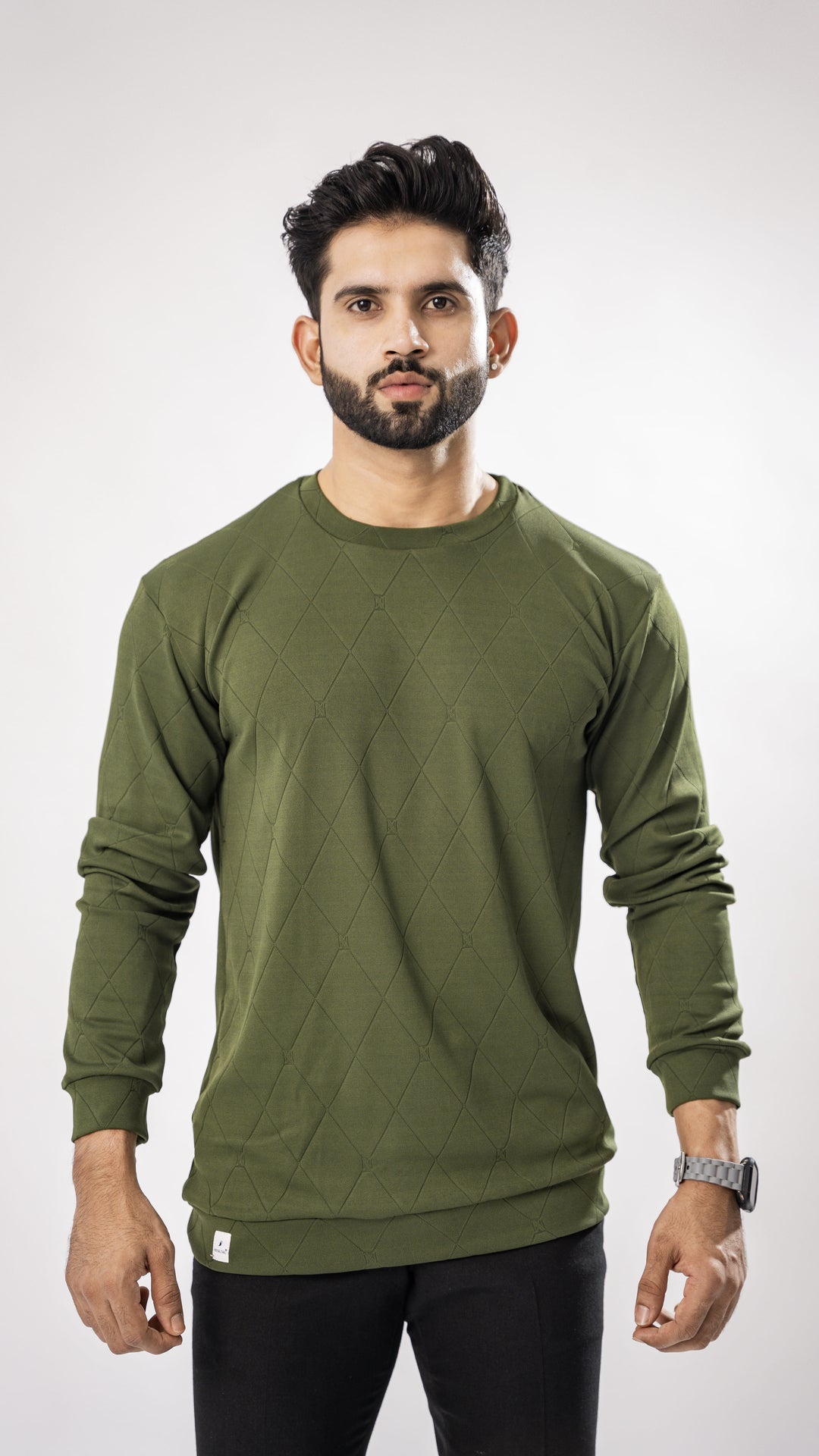 MOSS GREEN FULL SLEEVE ROUND NECK PREMIUM ORGANIC SUPER SOFT T-SHIRT - Royaltail