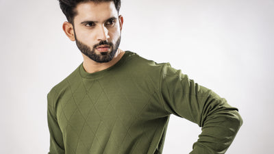 MOSS GREEN FULL SLEEVE ROUND NECK PREMIUM ORGANIC SUPER SOFT T-SHIRT - Royaltail