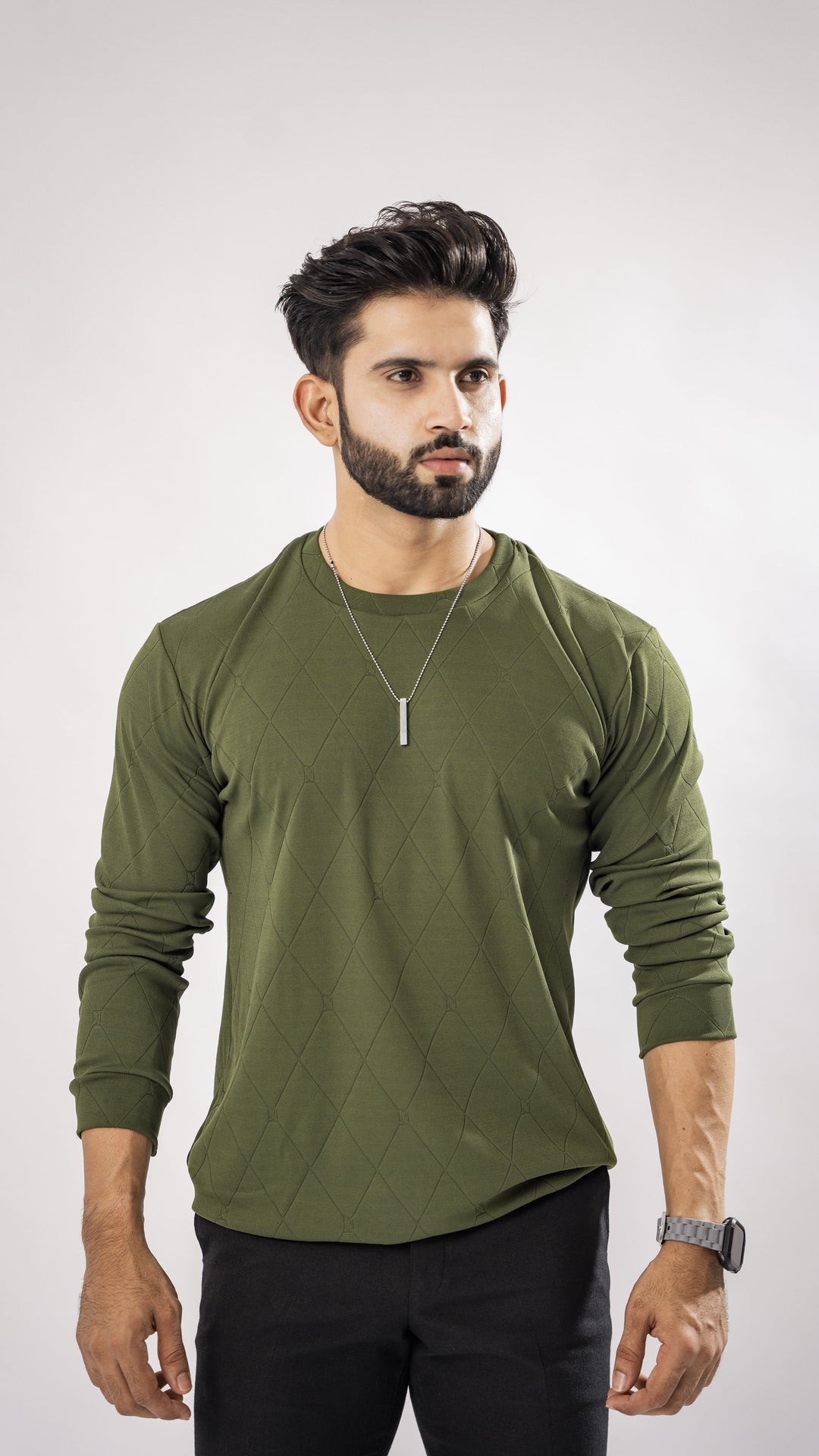 BUY MOSS GREEN FULL SLEEVE ROUND NECK PREMIUM ORGANIC SUPER SOFT T