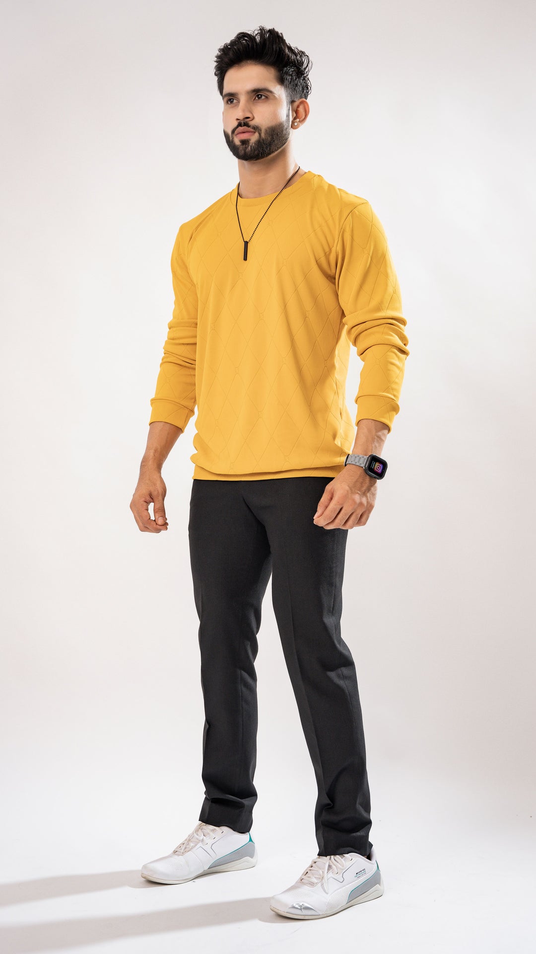 YELLOW FULL SLEEVE ROUND NECK PREMIUM SUPER SOFT T-SHIRT - Royaltail