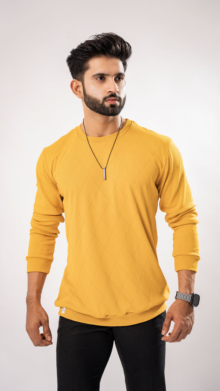 YELLOW FULL SLEEVE ROUND NECK PREMIUM SUPER SOFT T-SHIRT - Royaltail