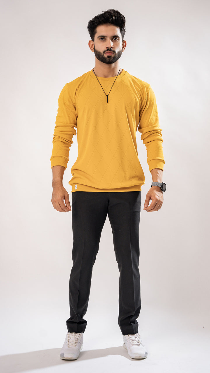 YELLOW FULL SLEEVE ROUND NECK PREMIUM SUPER SOFT T-SHIRT - Royaltail