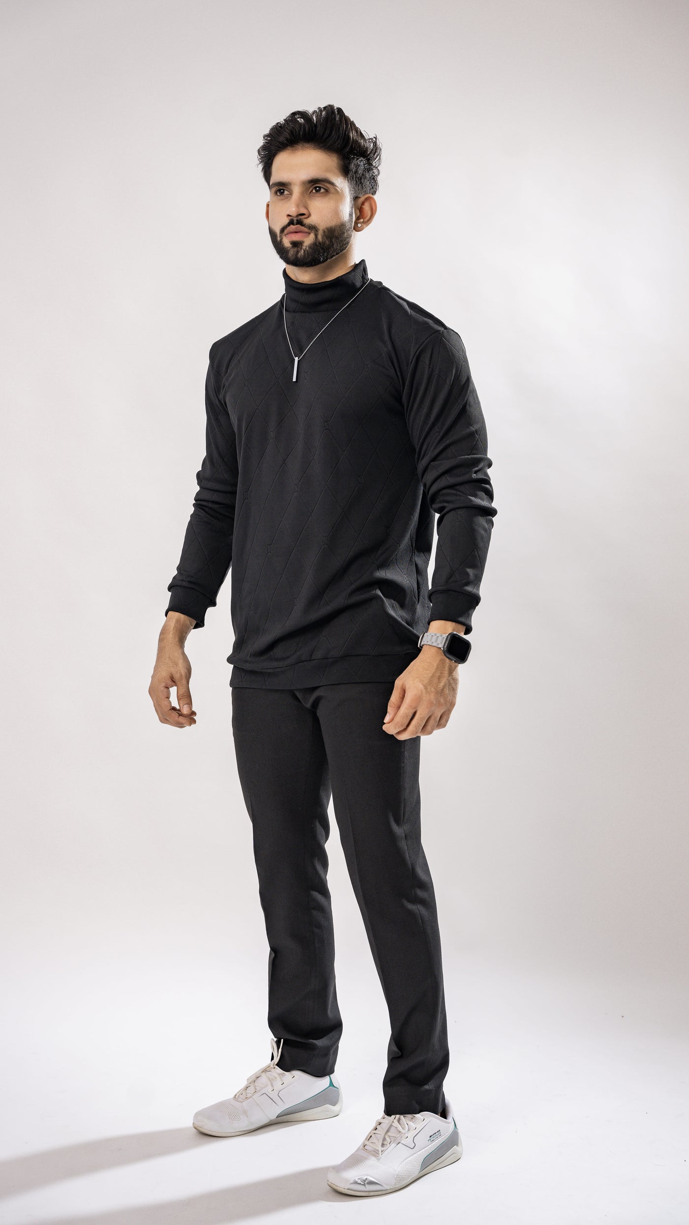 JADE BLACK HIGH NECK PREMIUM SUPER SOFT T-SHIRT - Royaltail