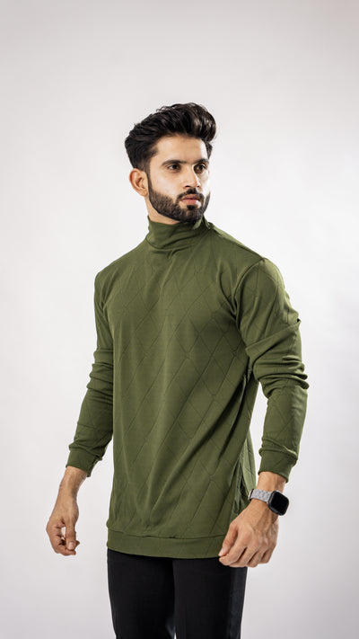 GREEN HIGH NECK PREMIUM SUPER SOFT T-SHIRT - Royaltail