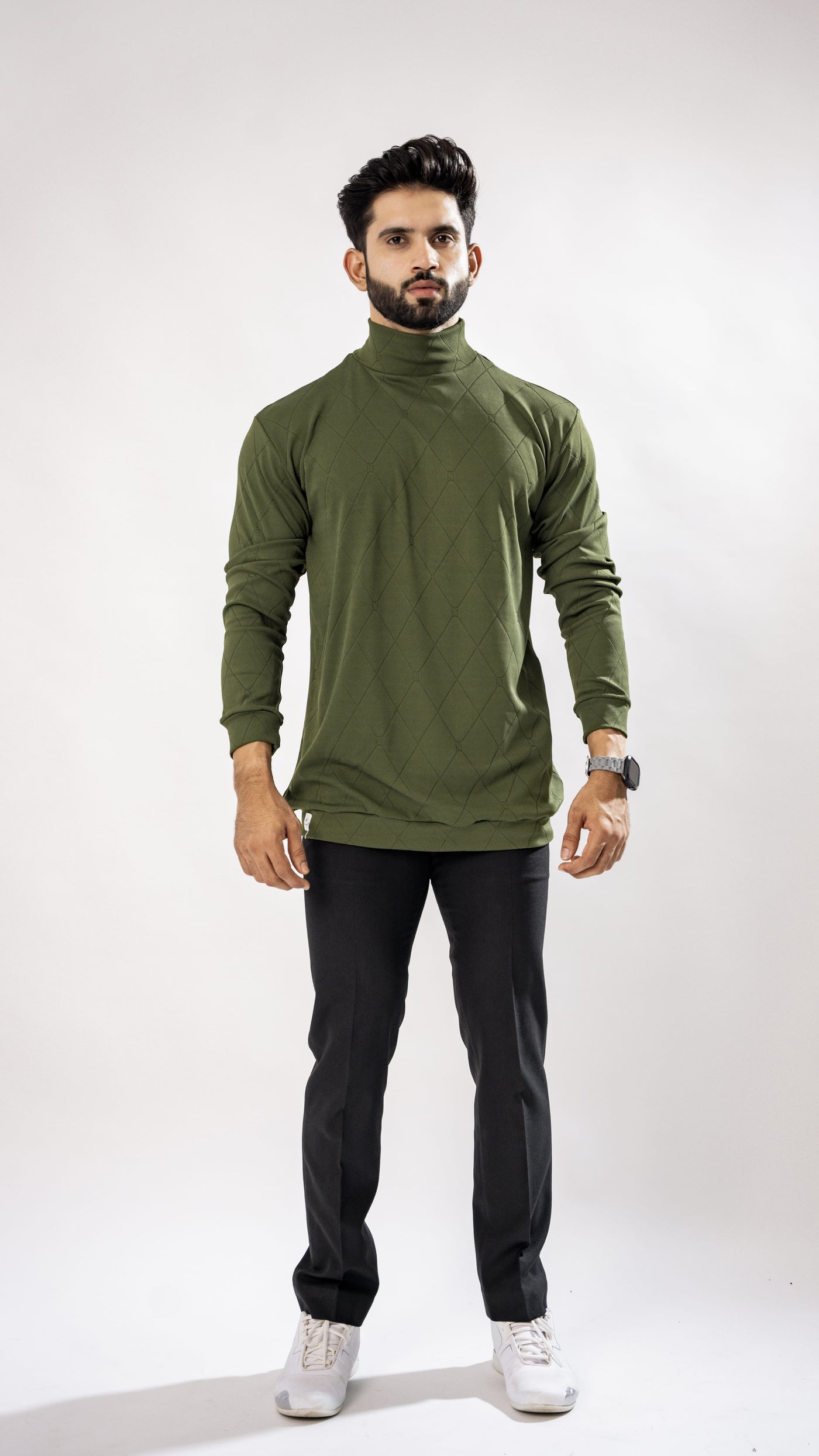 GREEN HIGH NECK PREMIUM SUPER SOFT T-SHIRT - Royaltail